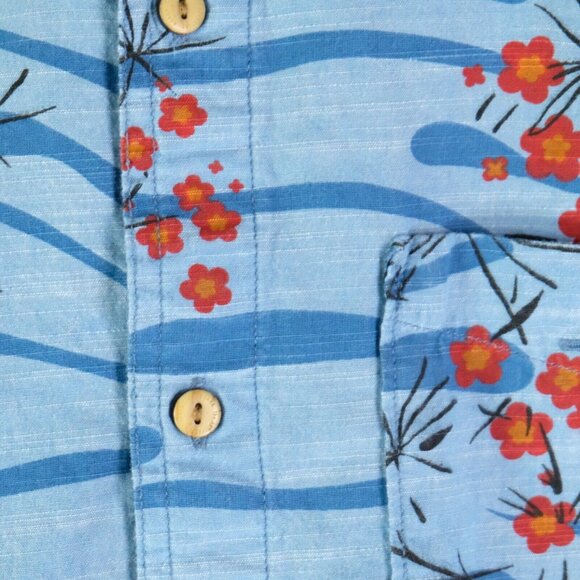 Roark Revival Shirt Mens Medium Blue Floral Retro Button Up Pocket Short Sleeve - Picture 3 of 9